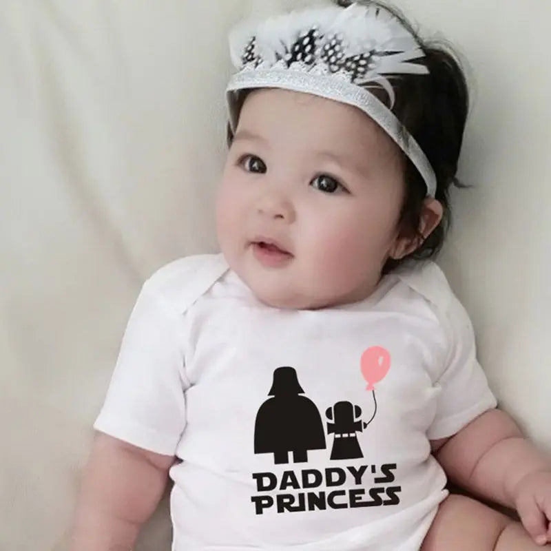 Summer Infant Rompers Baby Boy Girl Letter Daddy's Princess Print Short Sleeve Jumpsuit Kid Clothes Cotton Outfit Newborn Romper