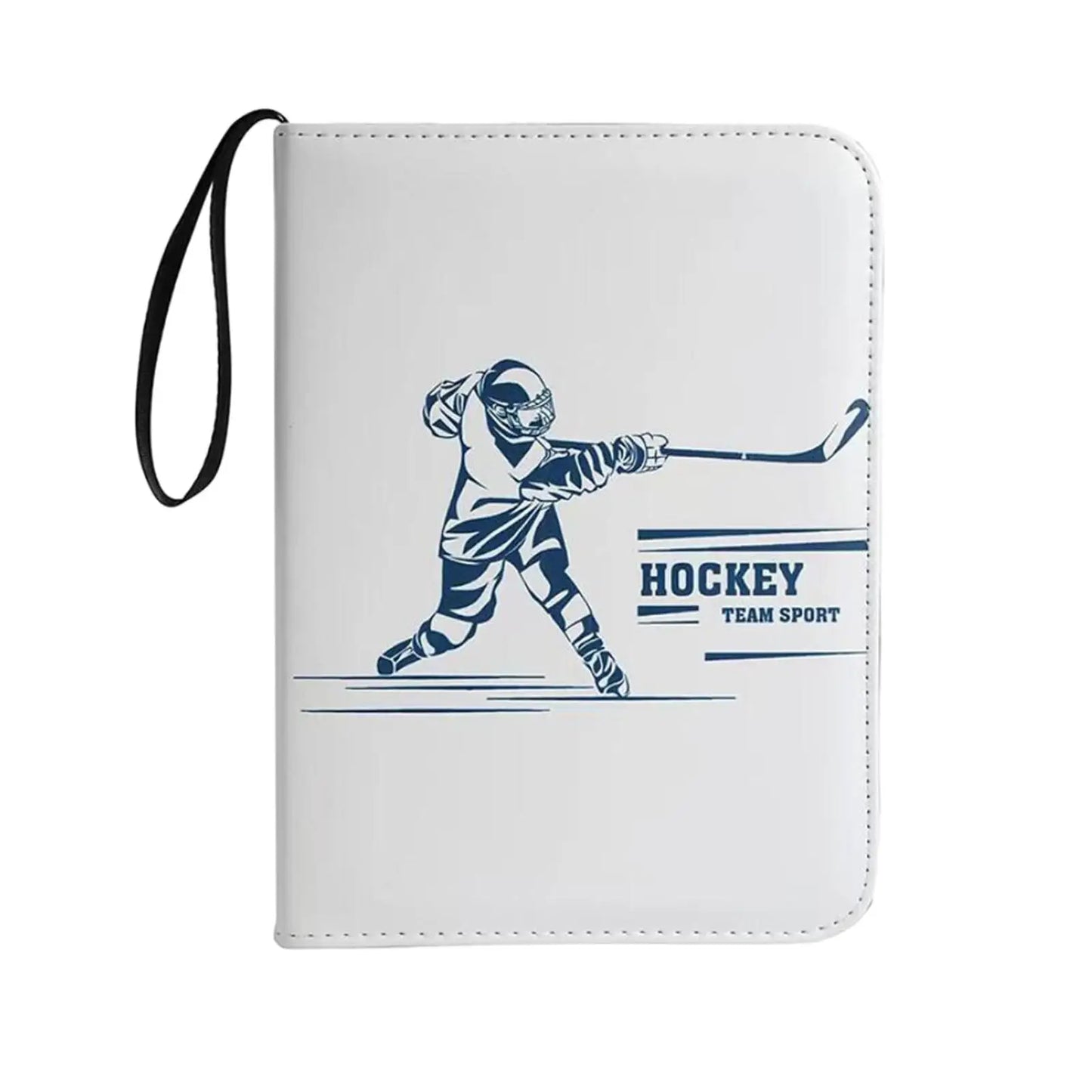 Hockey Card Folder with Sleeves, 4 Pocket Trading Card Folder with 400 Card Sleeves, Card Collector Album with Zipper