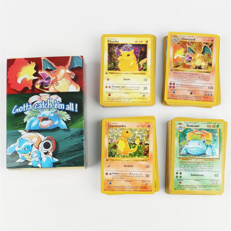 151Pcs 1996 1st Edition Pokemon Foil Flash Cards Pikachu Charizard Blastoise Venusaur Mewtwo Game Collection Cards