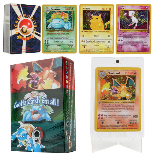 151Pcs/Box 1996 First generation Pokemon Flash Cards Limited Edition Charizard Blastoise Venusaur Mewtwo Collection Cards