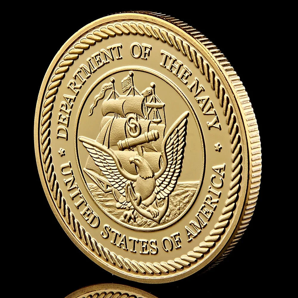 Gold Plated Souvenir Coin USA Sea Land Air Of Seal Team Challenge Department Of The Navy Military Coin