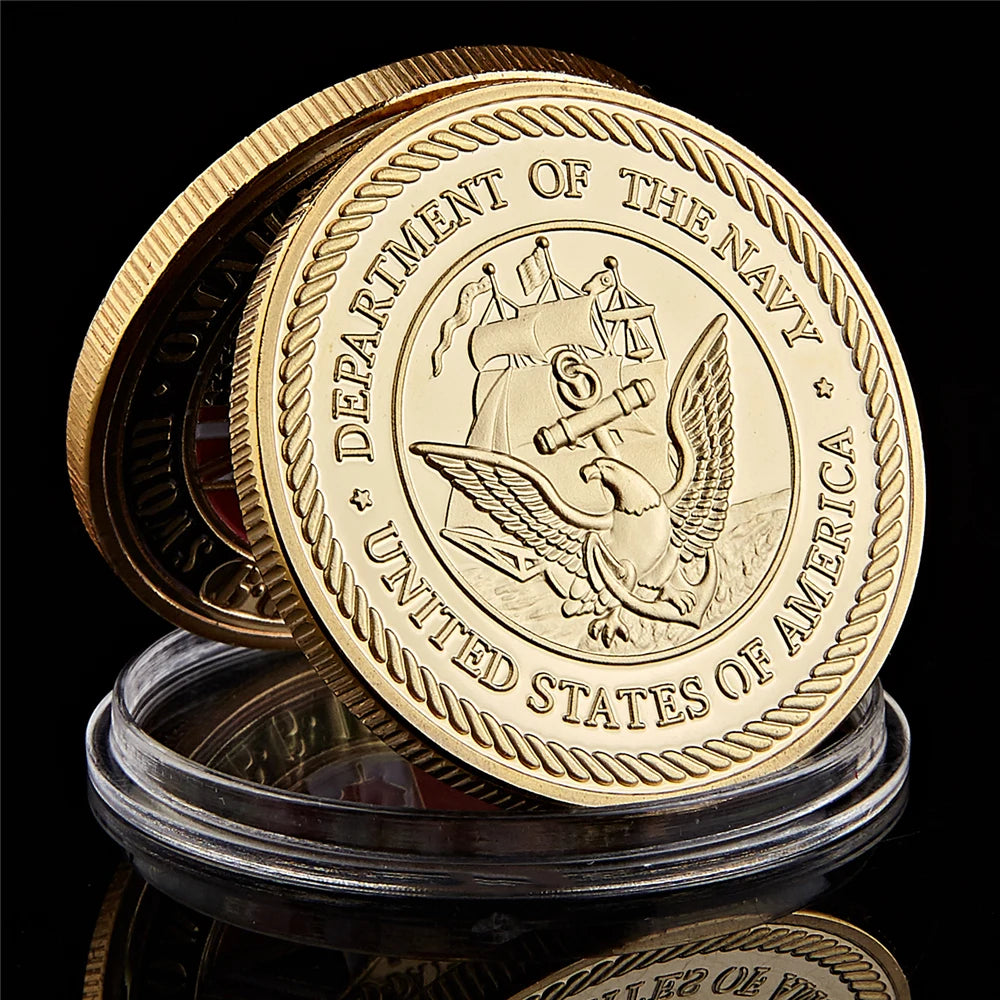 Gold Plated Souvenir Coin USA Sea Land Air Of Seal Team Challenge Department Of The Navy Military Coin