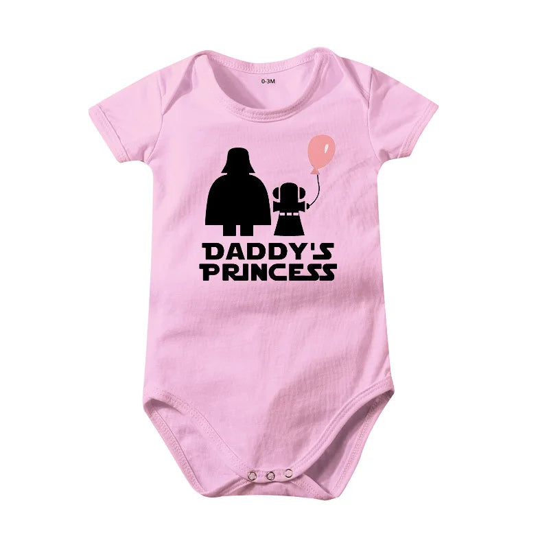 Summer Infant Rompers Baby Boy Girl Letter Daddy's Princess Print Short Sleeve Jumpsuit Kid Clothes Cotton Outfit Newborn Romper