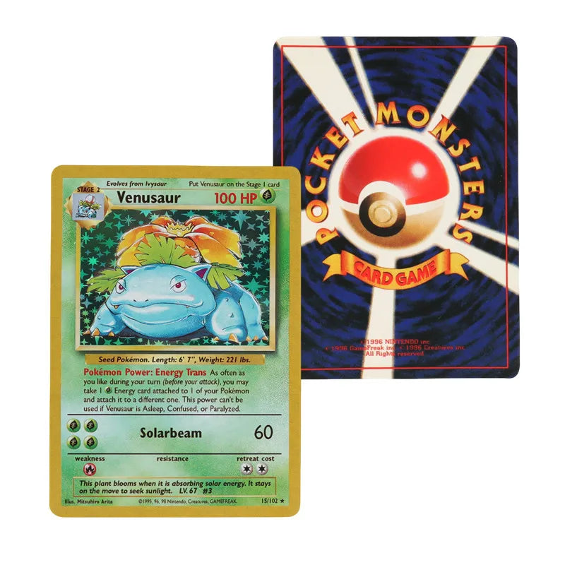 151Pcs/Box 1996 First generation Pokemon Flash Cards Limited Edition Charizard Blastoise Venusaur Mewtwo Collection Cards