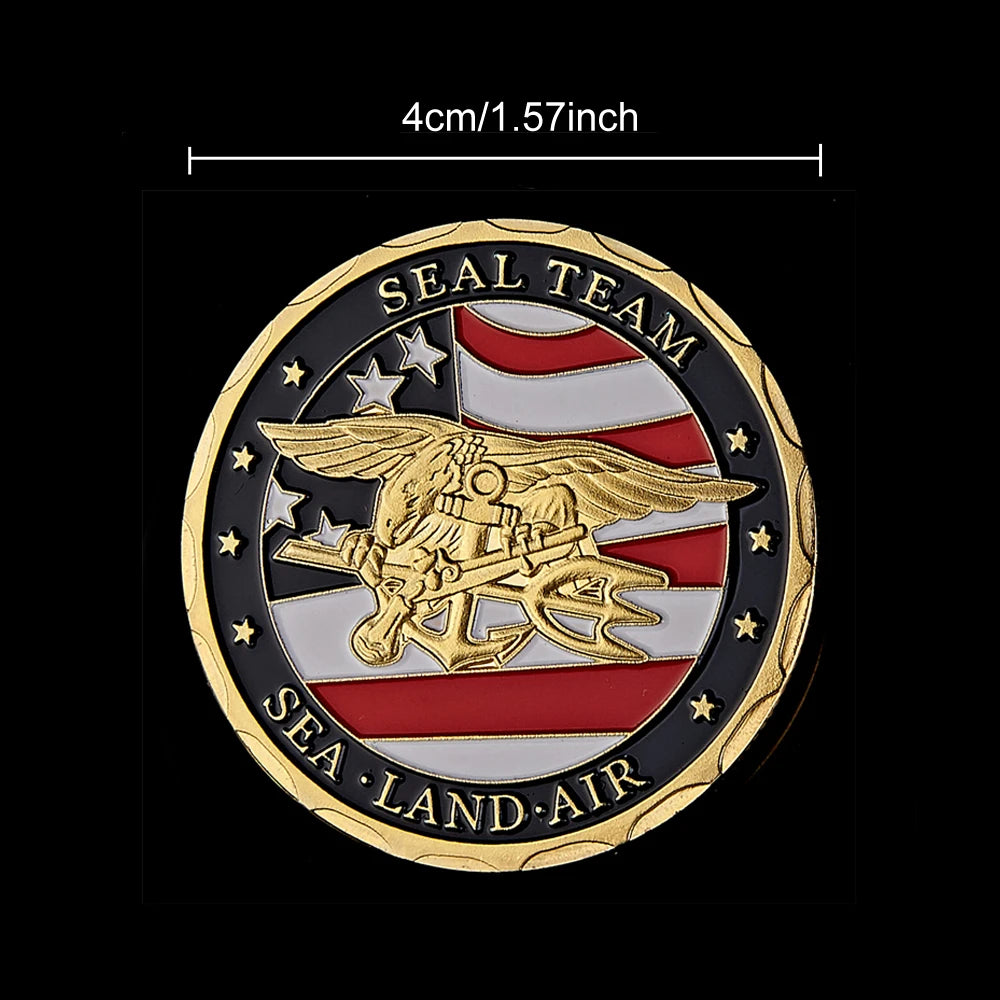 Gold Plated Souvenir Coin USA Sea Land Air Of Seal Team Challenge Department Of The Navy Military Coin