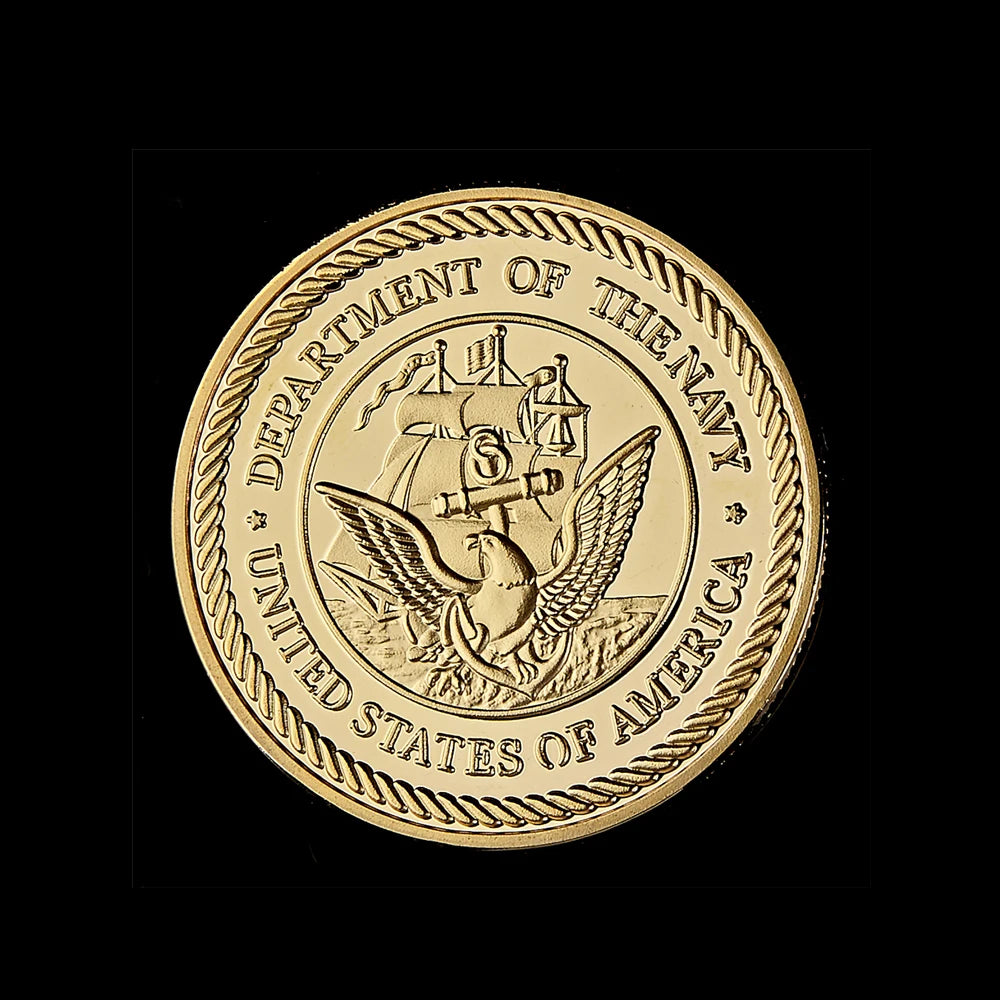 Gold Plated Souvenir Coin USA Sea Land Air Of Seal Team Challenge Department Of The Navy Military Coin