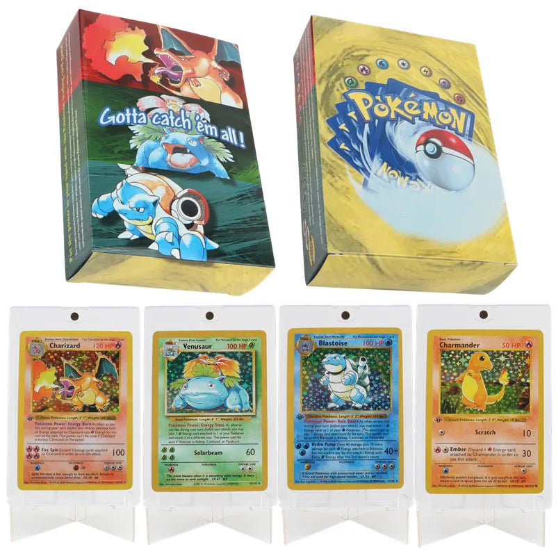 151Pcs 1996 1st Edition Pokemon Foil Flash Cards Pikachu Charizard Blastoise Venusaur Mewtwo Game Collection Cards