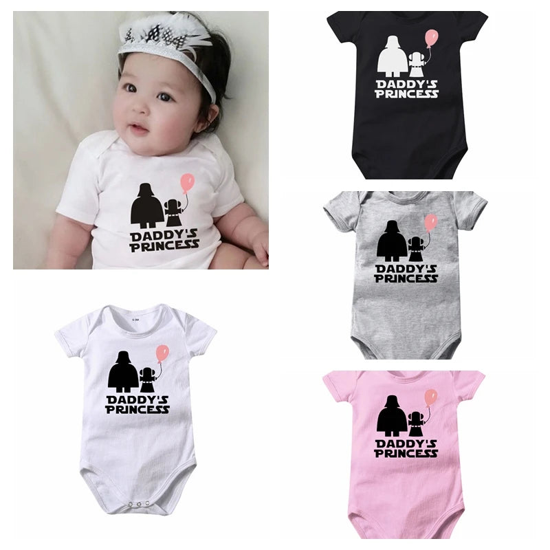 Summer Infant Rompers Baby Boy Girl Letter Daddy's Princess Print Short Sleeve Jumpsuit Kid Clothes Cotton Outfit Newborn Romper