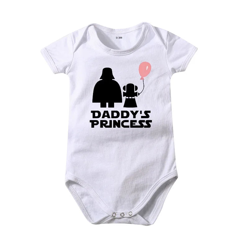 Summer Infant Rompers Baby Boy Girl Letter Daddy's Princess Print Short Sleeve Jumpsuit Kid Clothes Cotton Outfit Newborn Romper