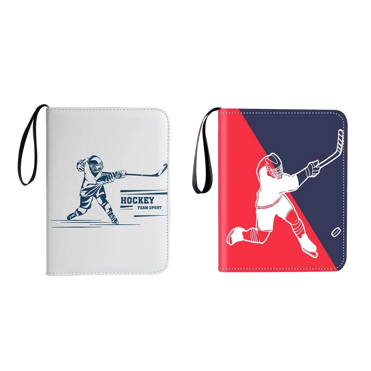 Hockey Card Folder with Sleeves, 4 Pocket Trading Card Folder with 400 Card Sleeves, Card Collector Album with Zipper