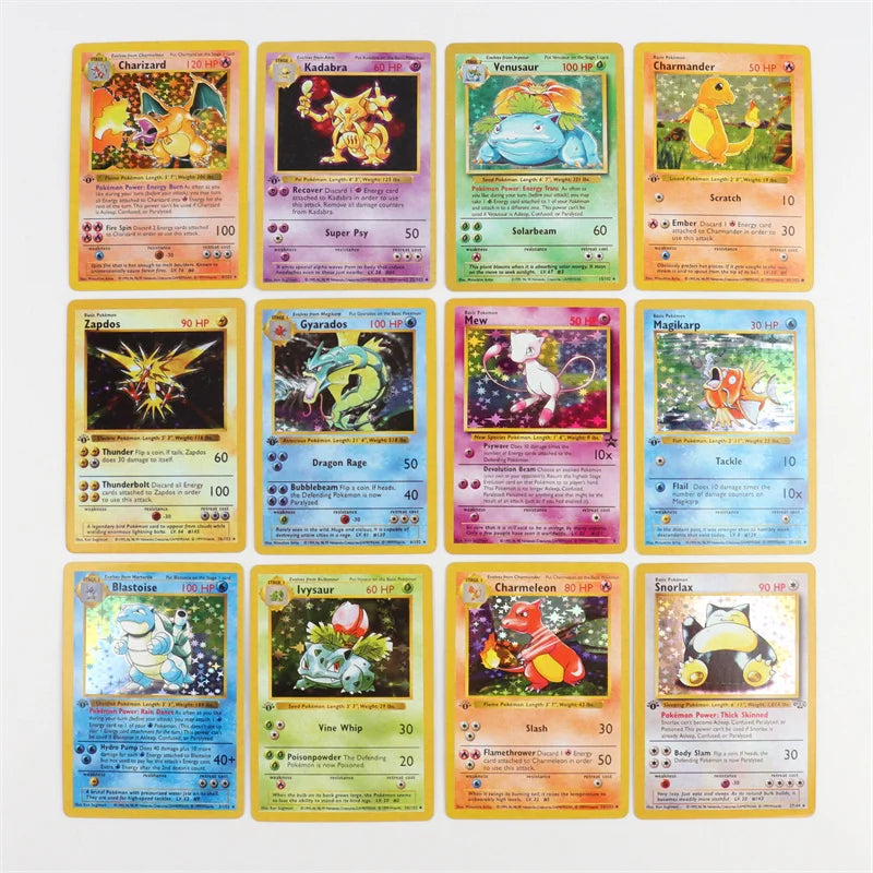 151Pcs/Box 1996 First generation Pokemon Flash Cards Limited Edition Charizard Blastoise Venusaur Mewtwo Collection Cards