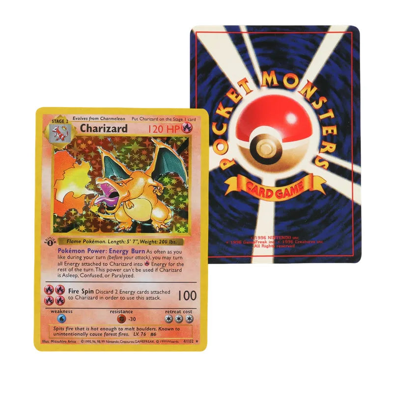 151Pcs/Box 1996 First generation Pokemon Flash Cards Limited Edition Charizard Blastoise Venusaur Mewtwo Collection Cards