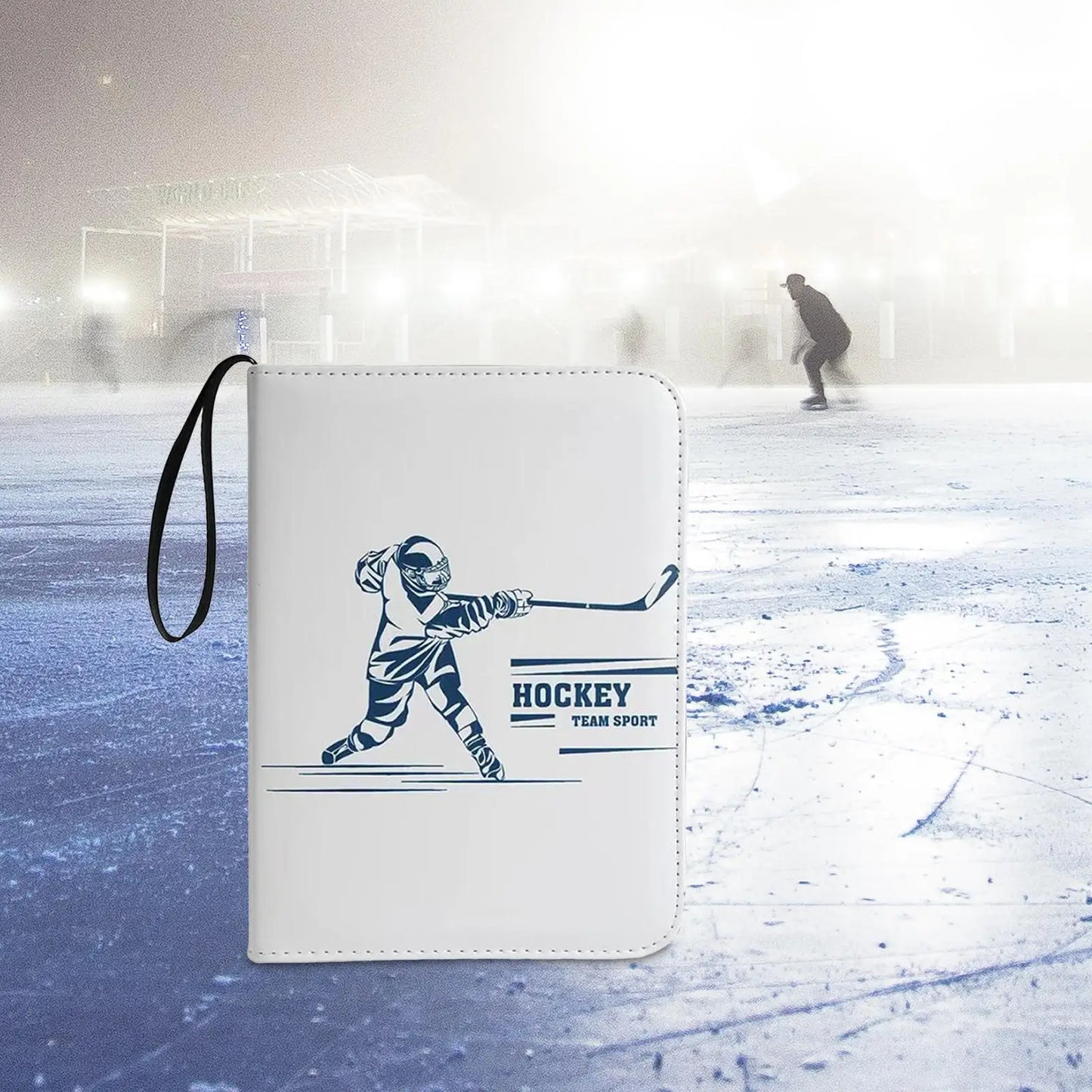 Hockey Card Folder with Sleeves, 4 Pocket Trading Card Folder with 400 Card Sleeves, Card Collector Album with Zipper