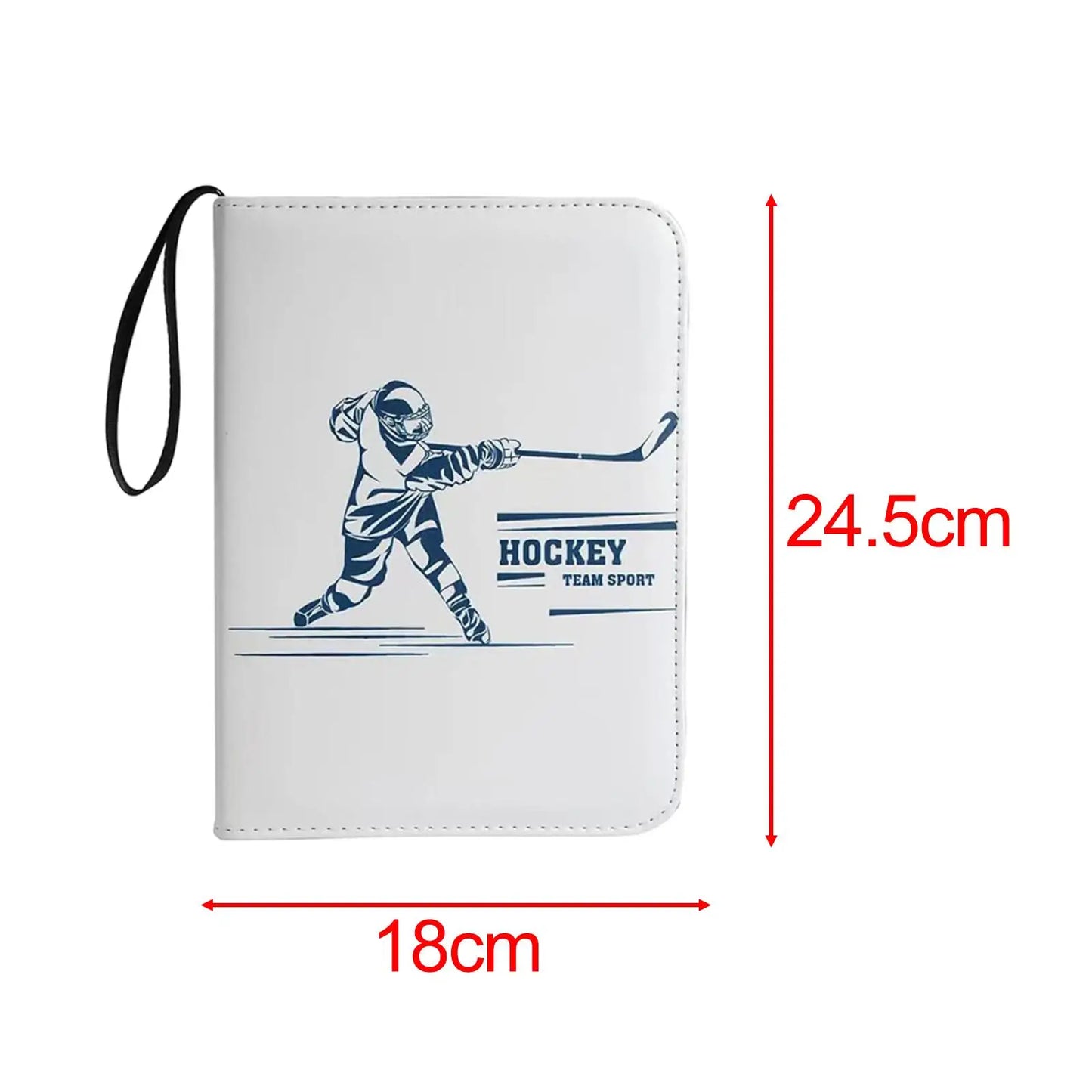 Hockey Card Folder with Sleeves, 4 Pocket Trading Card Folder with 400 Card Sleeves, Card Collector Album with Zipper